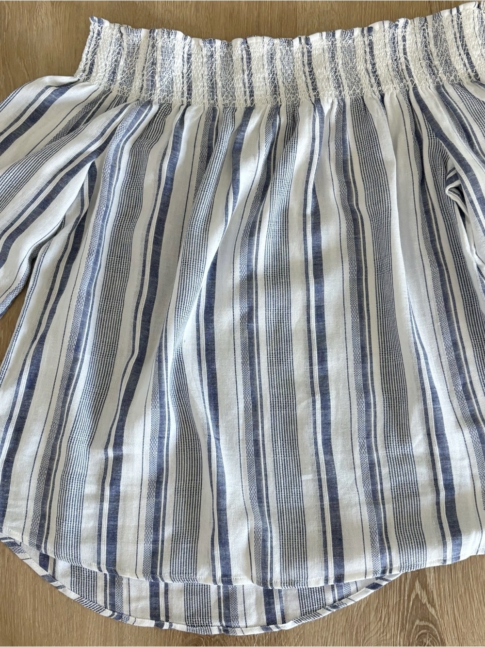Striped Off-Shoulder Blue and White Blouse